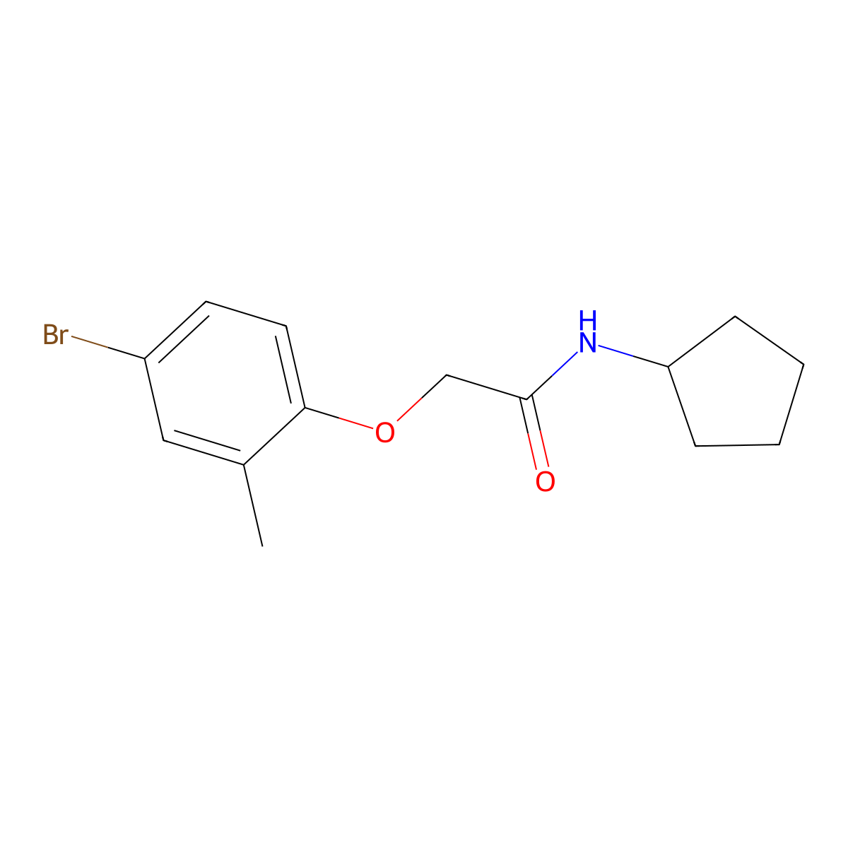 2-(4-bromo-2-methylphenoxy)-N-cyclopentylacetamide molecular structure, CAS 433942-64-4