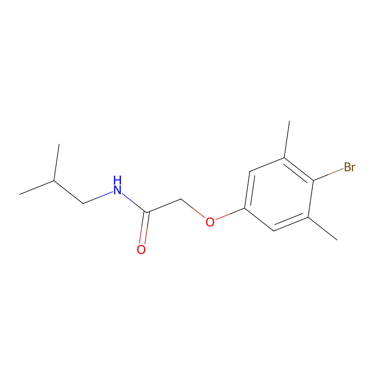 2-(4-bromo-3,5-dimethylphenoxy)-N-(2-methylpropyl)acetamide molecular structure, CAS 433942-78-0