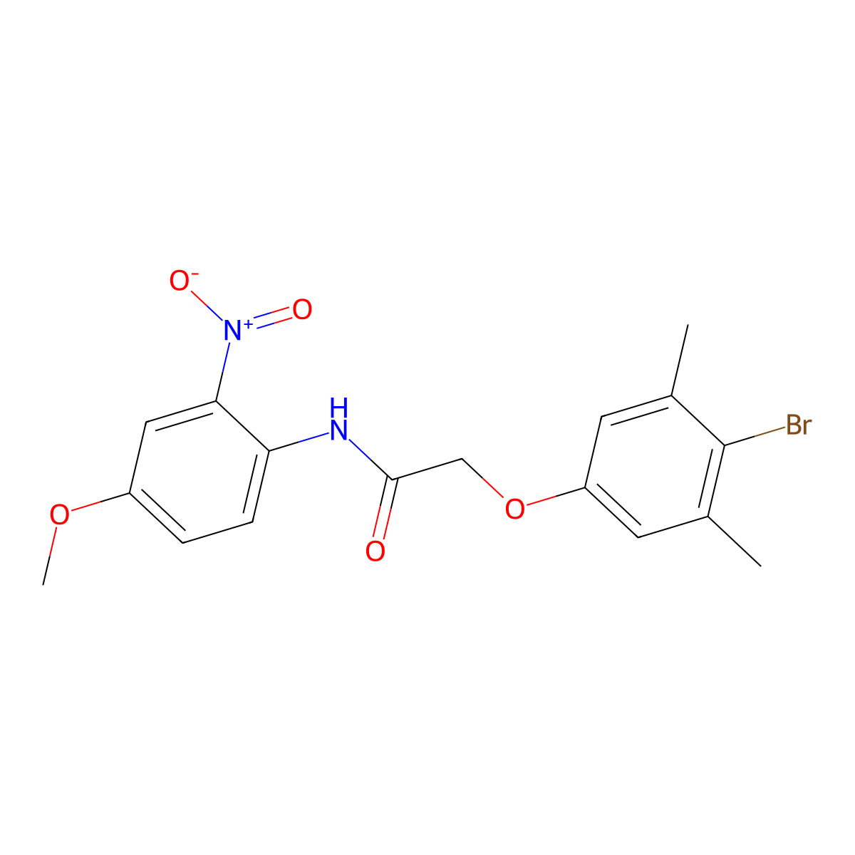 2-(4-bromo-3,5-dimethylphenoxy)-N-(4-methoxy-2-nitrophenyl)acetamide molecular structure, CAS 433942-81-5