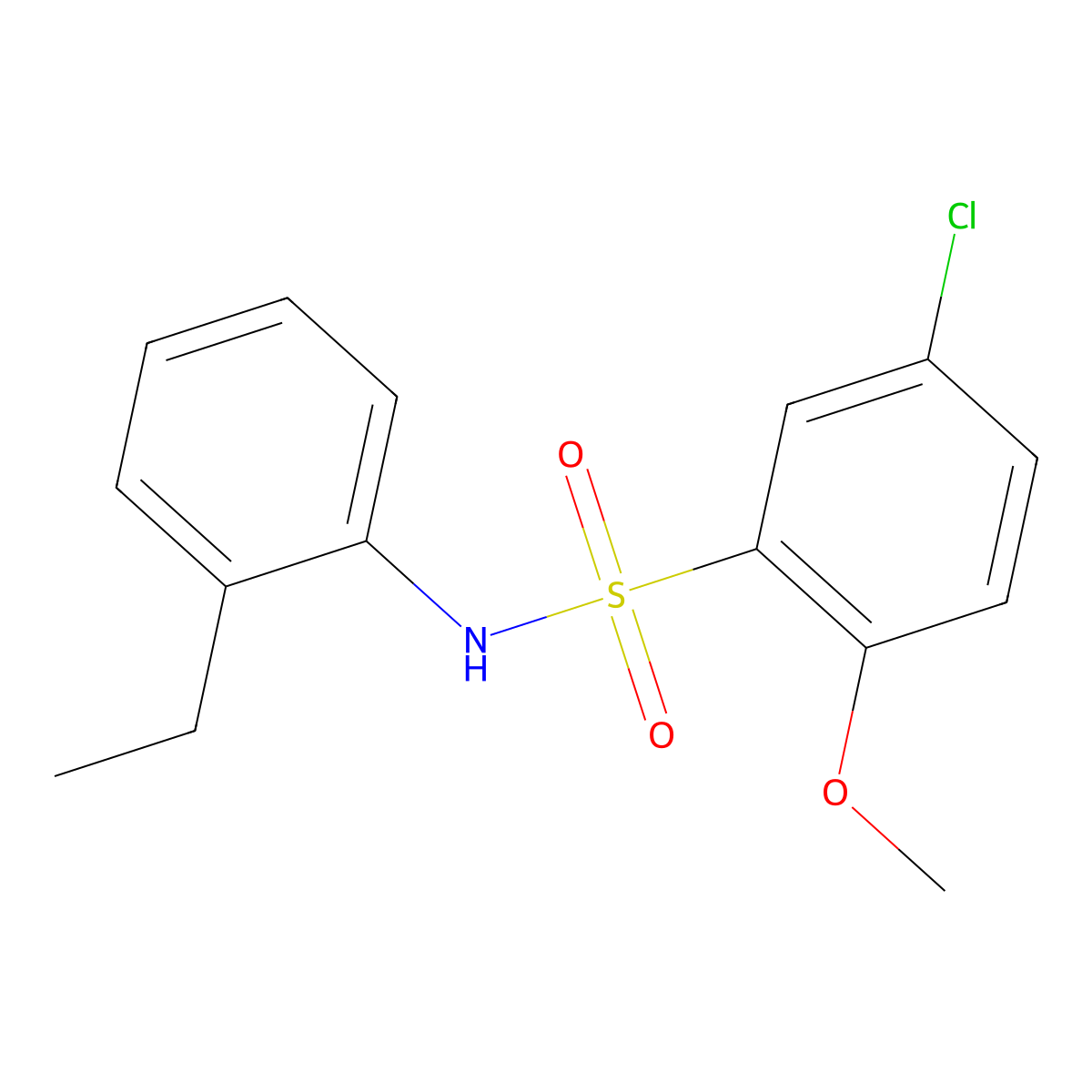 5-chloro-N-(2-ethylphenyl)-2-methoxybenzenesulfonamide molecular structure, CAS 433943-00-1