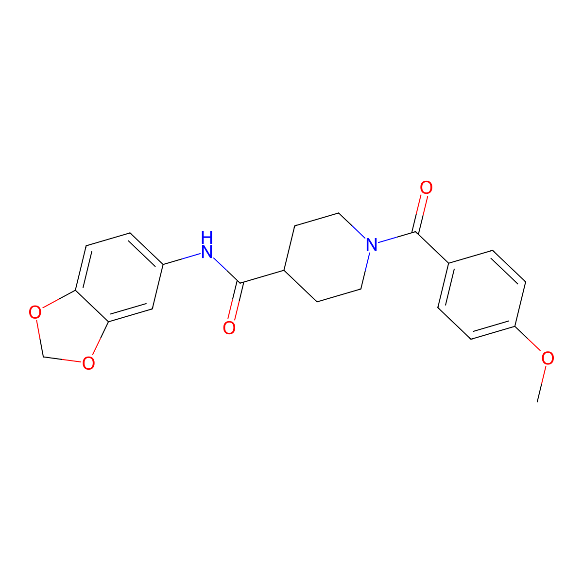 N-(1,3-benzodioxol-5-yl)-1-(4-methoxybenzoyl)piperidine-4-carboxamide molecular structure, CAS 433943-02-3