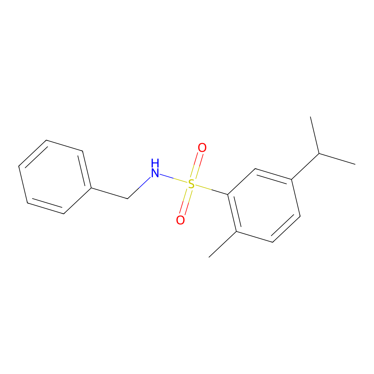N-benzyl-5-isopropyl-2-methylbenzenesulfonamide molecular structure, CAS 433943-20-5