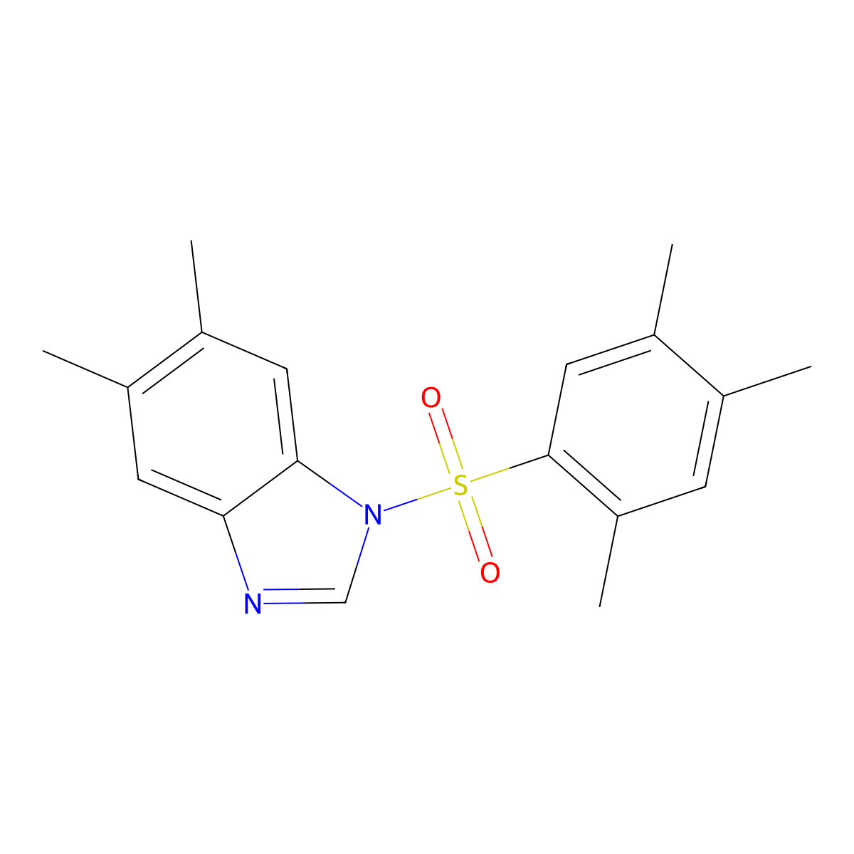 5,6-dimethyl-1-(2,4,5-trimethylbenzenesulfonyl)-1H-1,3-benzodiazole molecular structure, CAS 433943-27-2