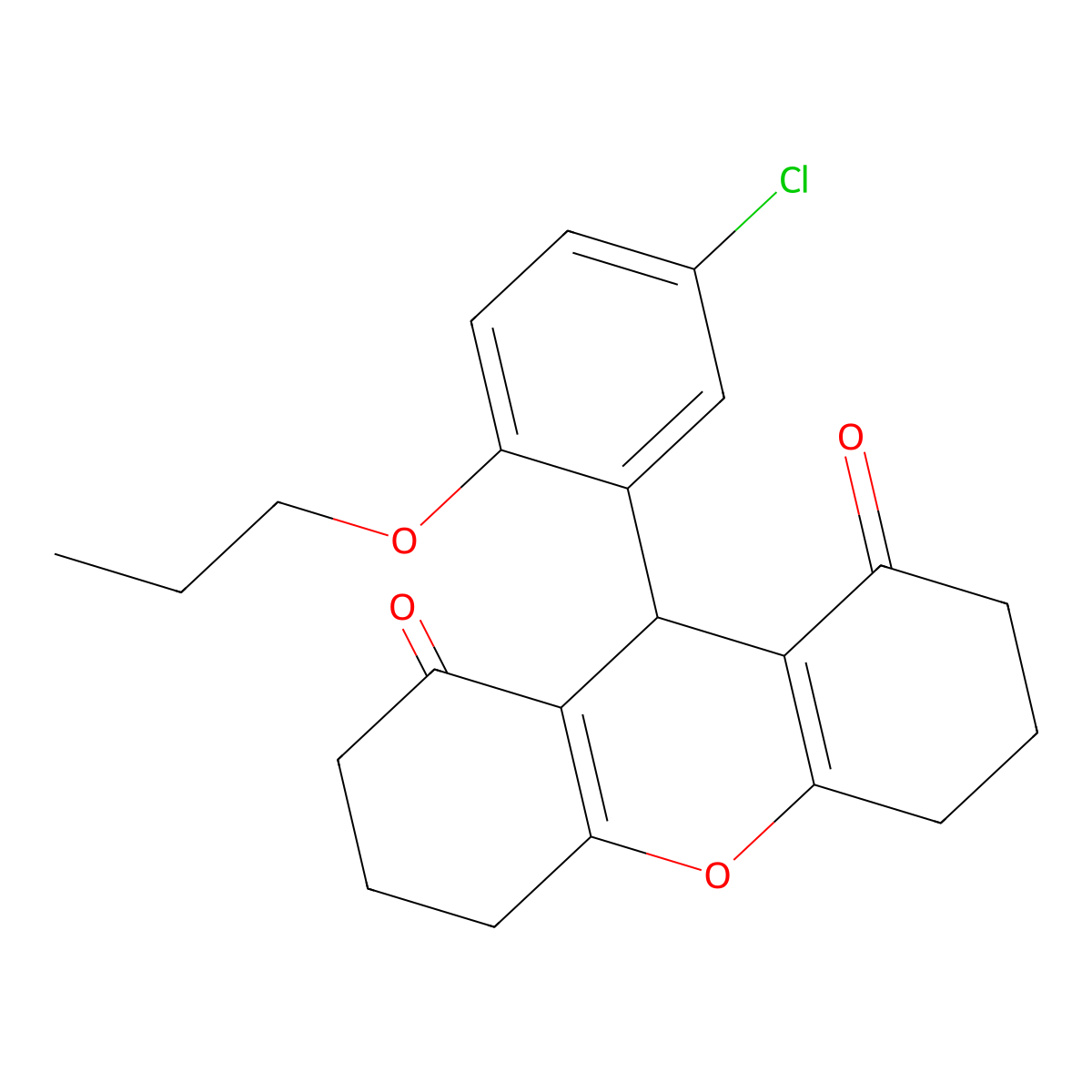 9-(5-chloro-2-propoxyphenyl)-3,4,5,6,7,9-hexahydro-2H-xanthene-1,8-dione molecular structure, CAS 433943-29-4