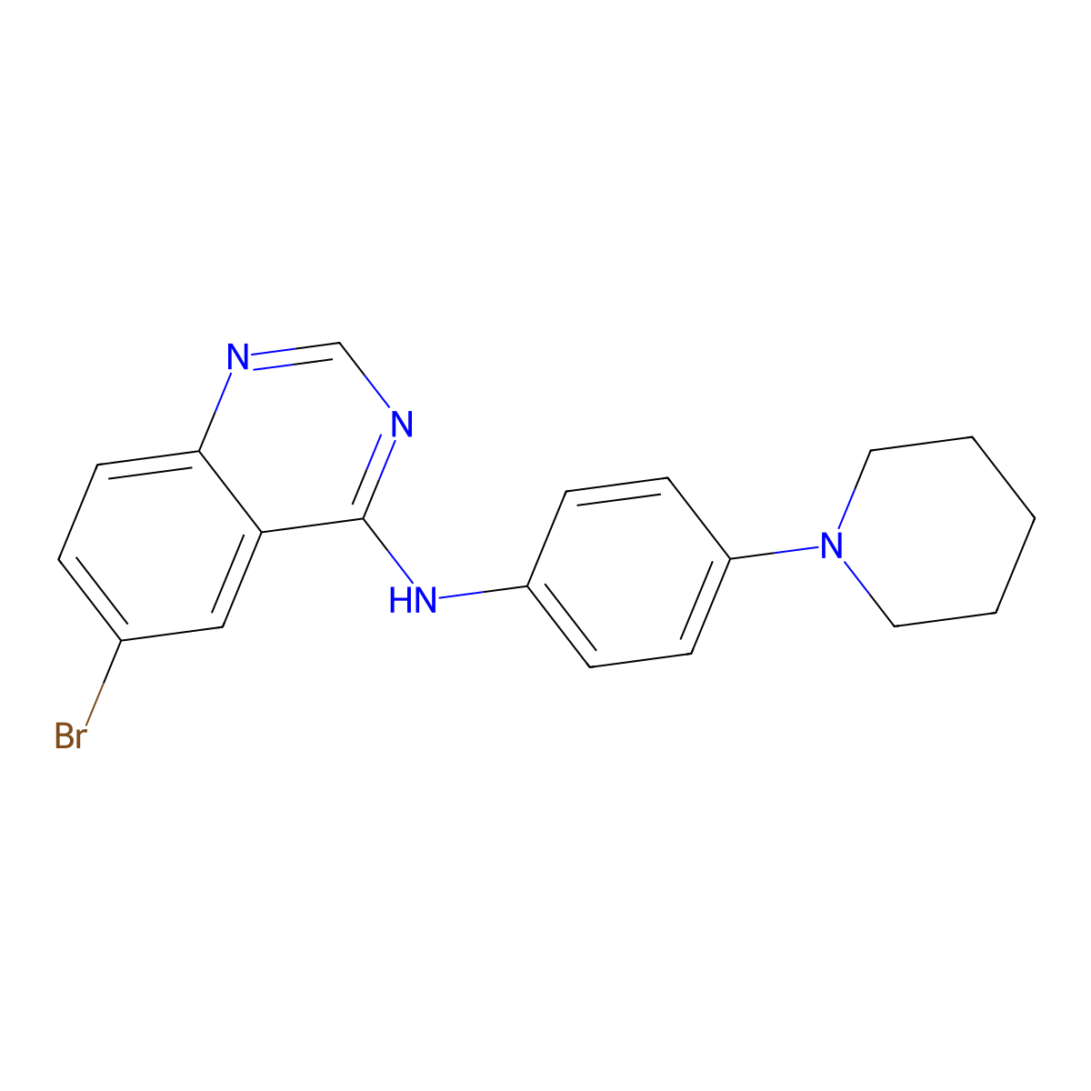 6-bromo-N-(4-(piperidin-1-yl)phenyl)quinazolin-4-amine molecular structure, CAS 433943-37-4