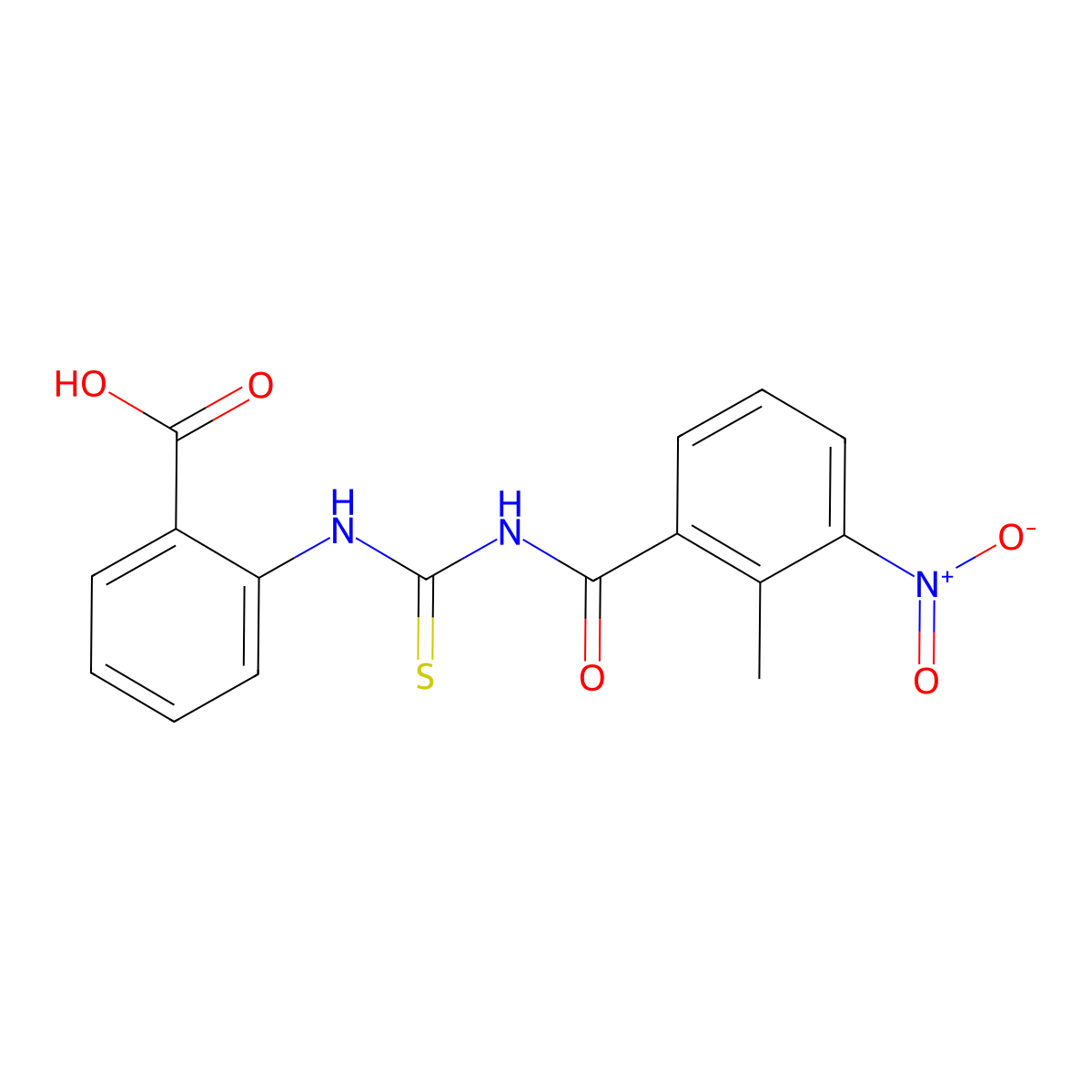 2-({[(2-Methyl-3-nitrophenyl)carbonyl]carbamothioyl}amino)benzoic acid molecular structure, CAS 433943-44-3