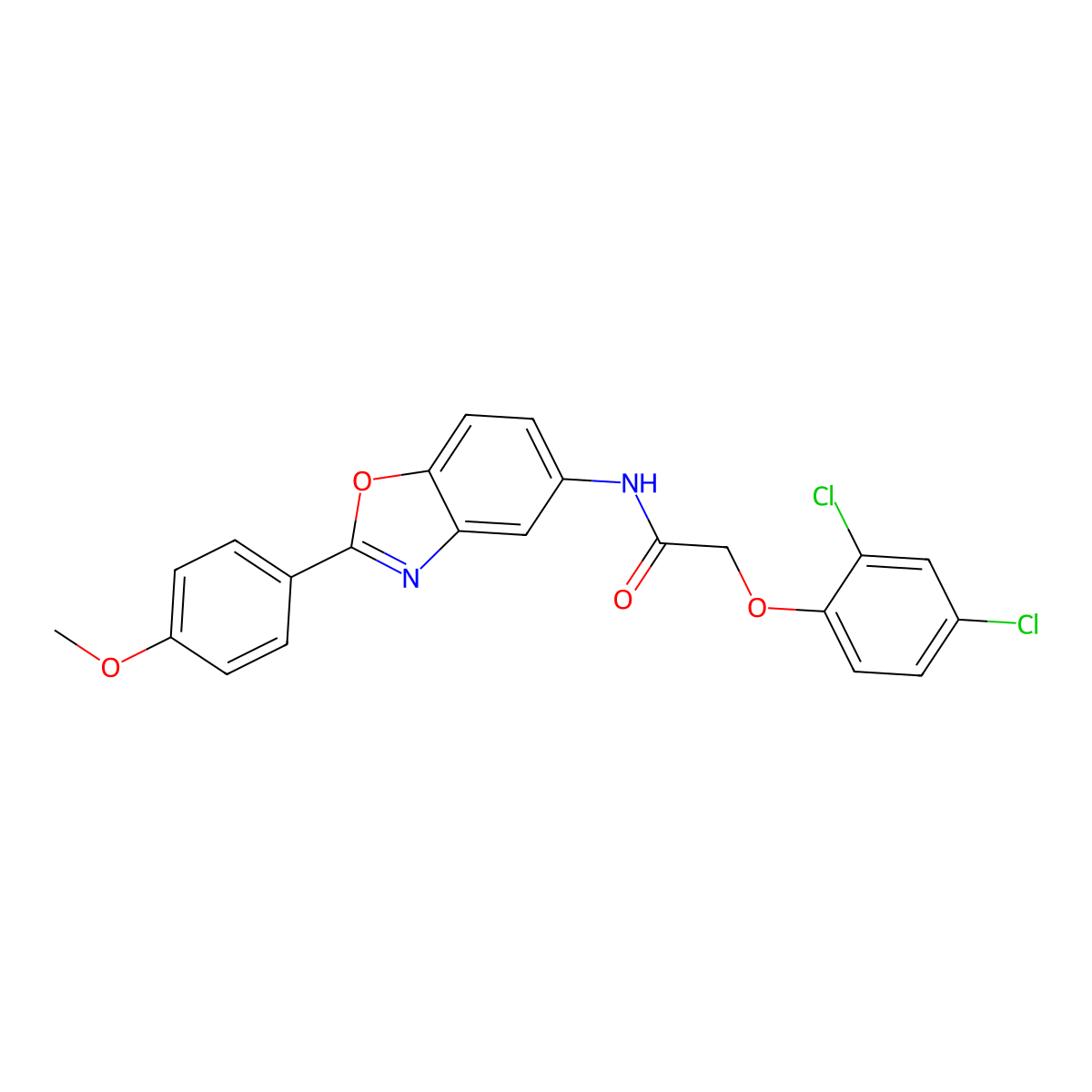 2-(2,4-dichlorophenoxy)-N-[2-(4-methoxyphenyl)-1,3-benzoxazol-5-yl]acetamide molecular structure, CAS 433943-59-0