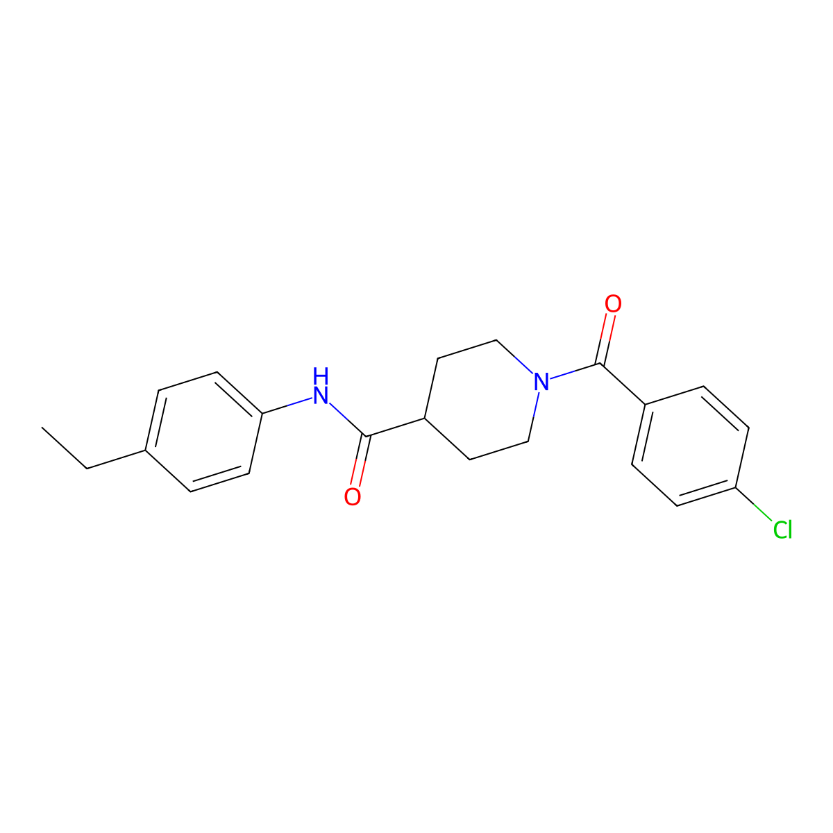 1-(4-chlorobenzoyl)-N-(4-ethylphenyl)piperidine-4-carboxamide molecular structure, CAS 433943-65-8