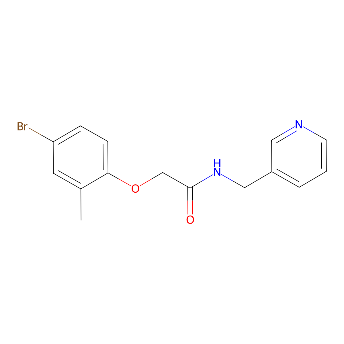 2-(4-bromo-2-methylphenoxy)-N-(pyridin-3-ylmethyl)acetamide molecular structure, CAS 433943-80-7