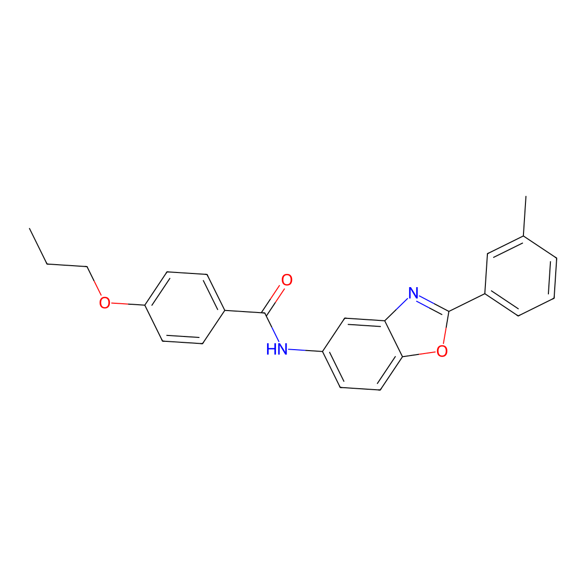 N-[2-(3-methylphenyl)-1,3-benzoxazol-5-yl]-4-propoxybenzamide molecular structure, CAS 433943-99-8