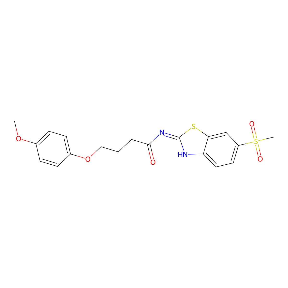 N-(6-Methanesulfonyl-benzothiazol-2-yl)-4-(4-methoxy-phenoxy)-butyramide molecular structure, CAS 433944-05-9
