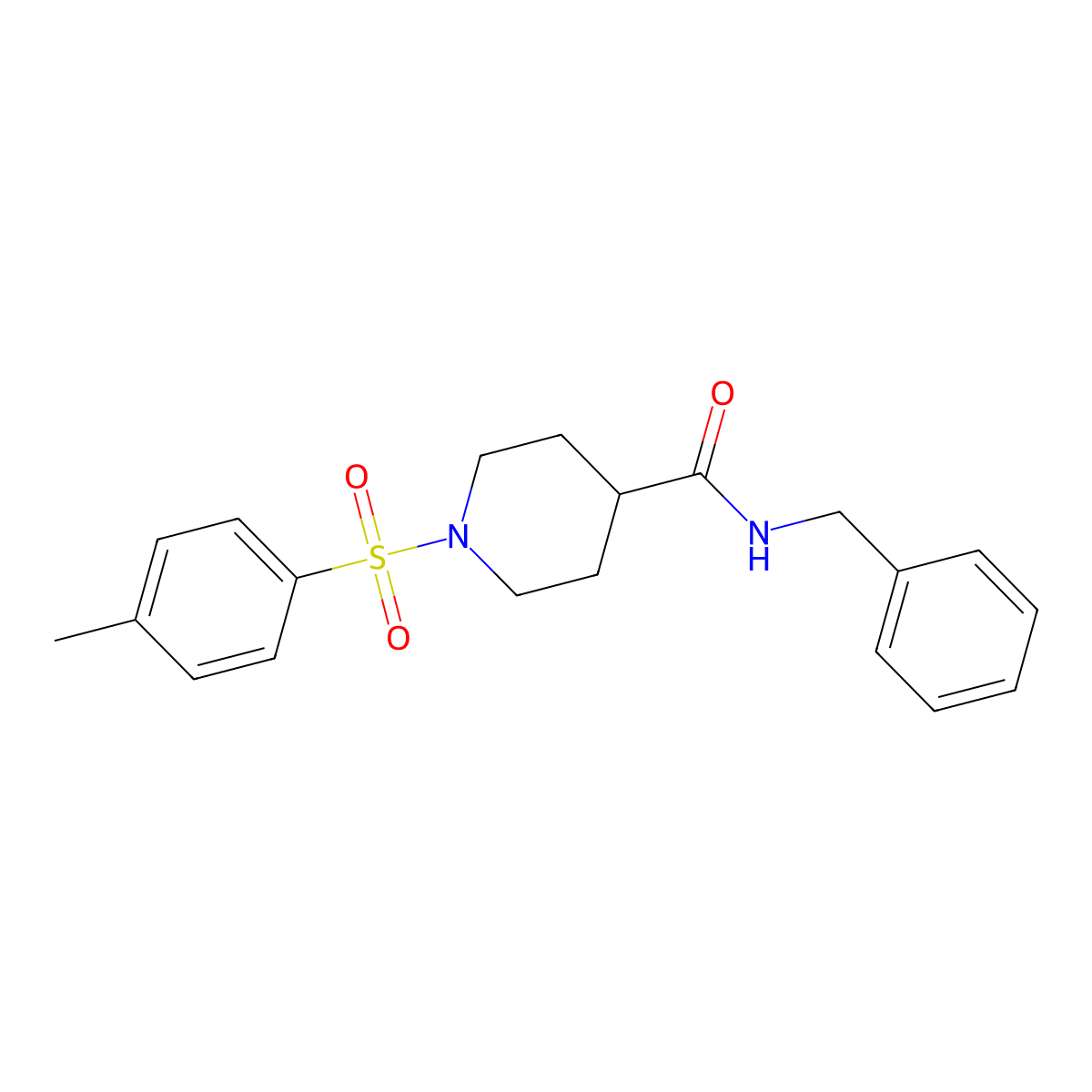 N-benzyl-1-(4-methylphenyl)sulfonylpiperidine-4-carboxamide molecular structure, CAS 433944-21-9