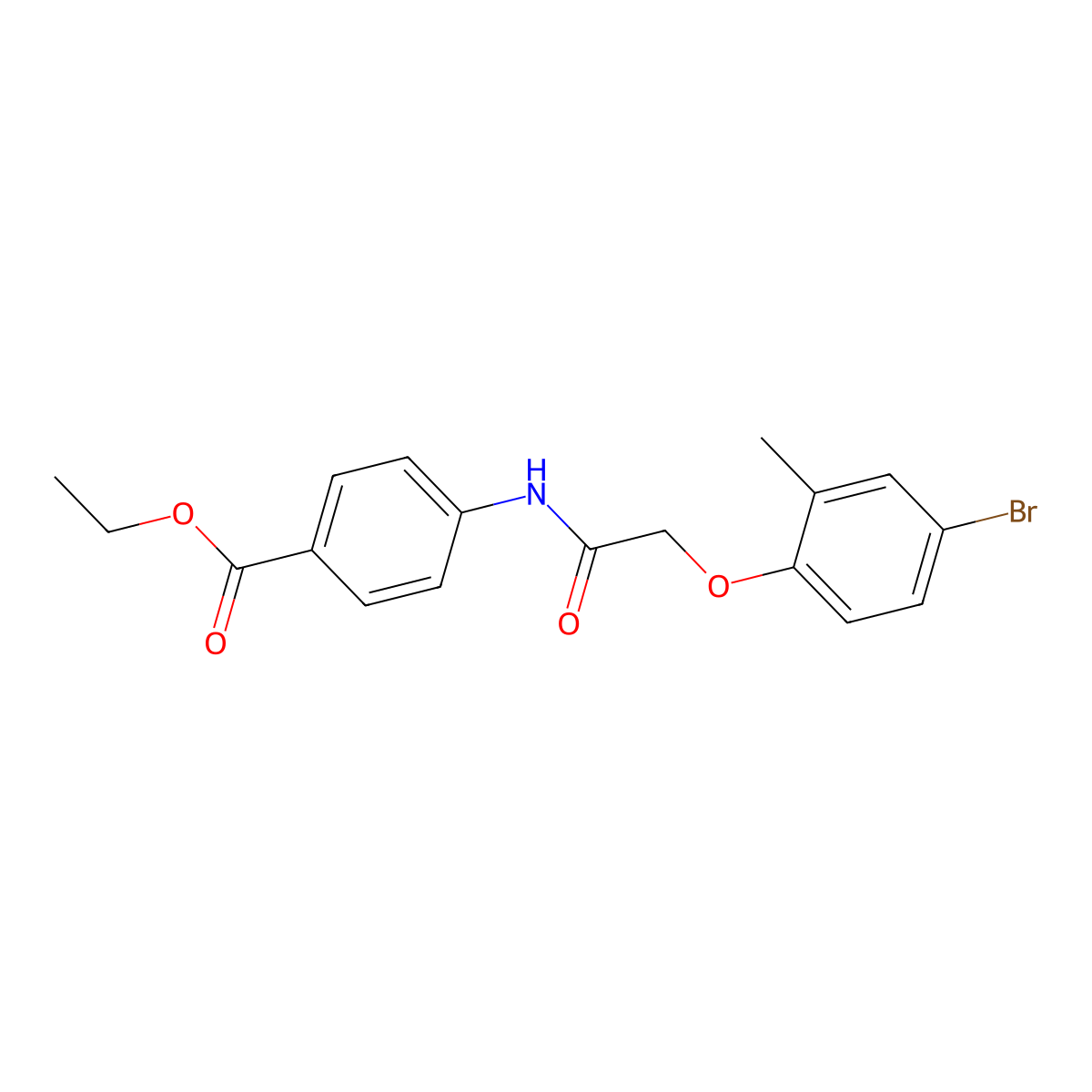 Ethyl 4-{[(4-bromo-2-methylphenoxy)acetyl]amino}benzoate molecular structure, CAS 433944-24-2
