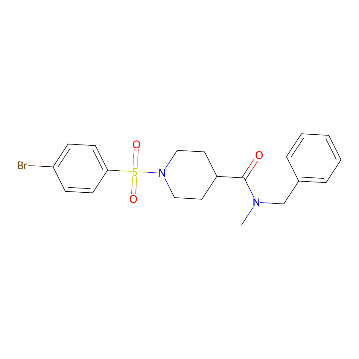 N-benzyl-1-(4-bromophenyl)sulfonyl-N-methylpiperidine-4-carboxamide molecular structure, CAS 433944-25-3
