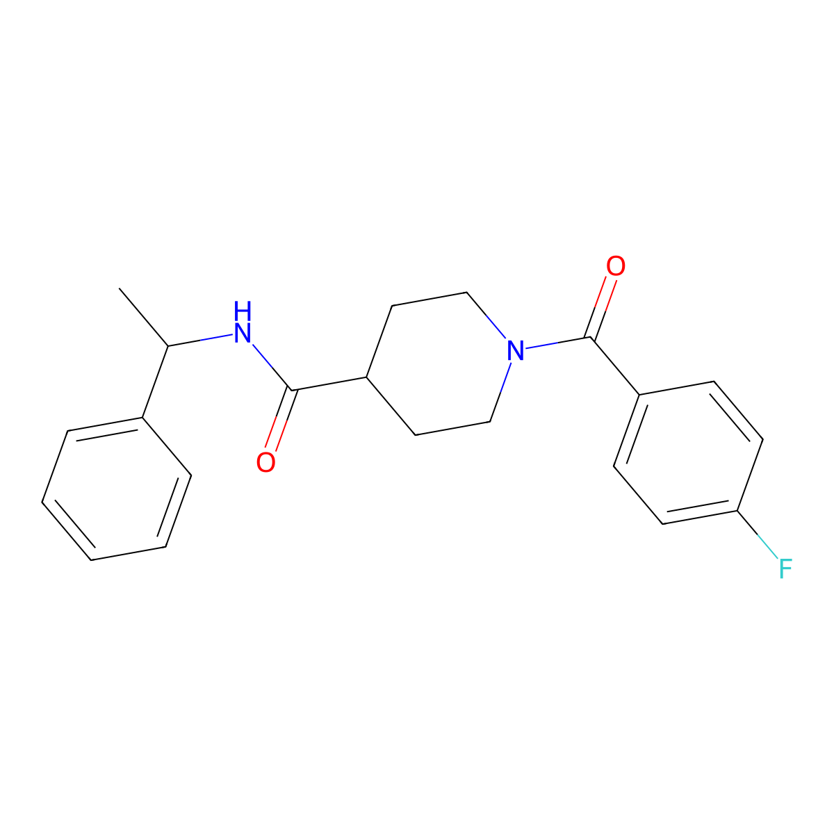 1-(4-fluorobenzoyl)-N-(1-phenylethyl)piperidine-4-carboxamide molecular structure, CAS 433944-53-7
