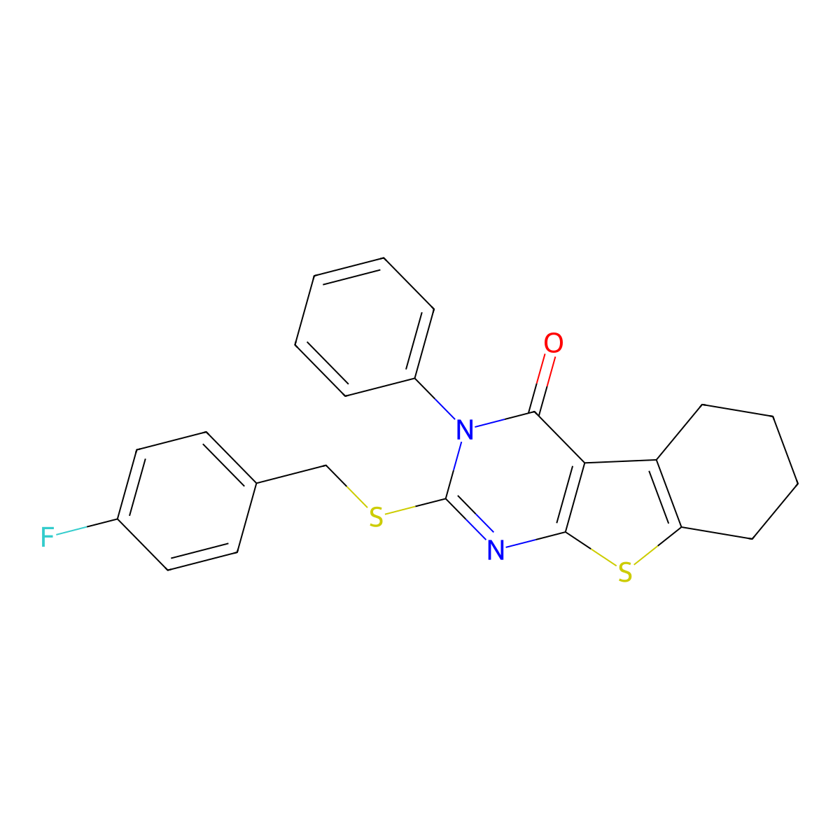 5-{[(4-Fluorophenyl)methyl]sulfanyl}-4-phenyl-8-thia-4,6-diazatricyclo[7.4.0.0^{2,7}]trideca-1(9),2(7),5-trien-3-one molecular structure, CAS 433944-55-9