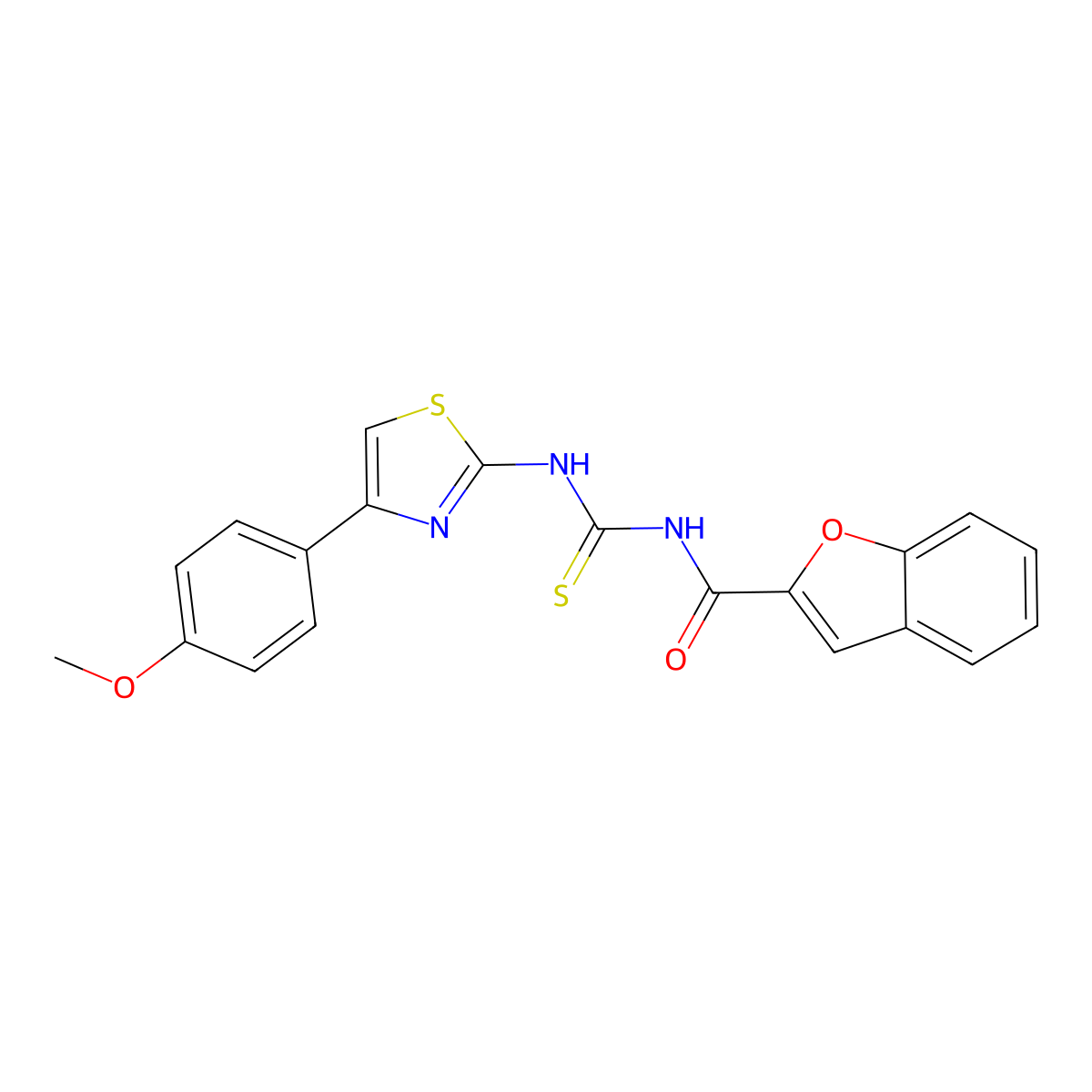 N-[[4-(4-methoxyphenyl)-1,3-thiazol-2-yl]carbamothioyl]-1-benzofuran-2-carboxamide molecular structure, CAS 433944-77-5
