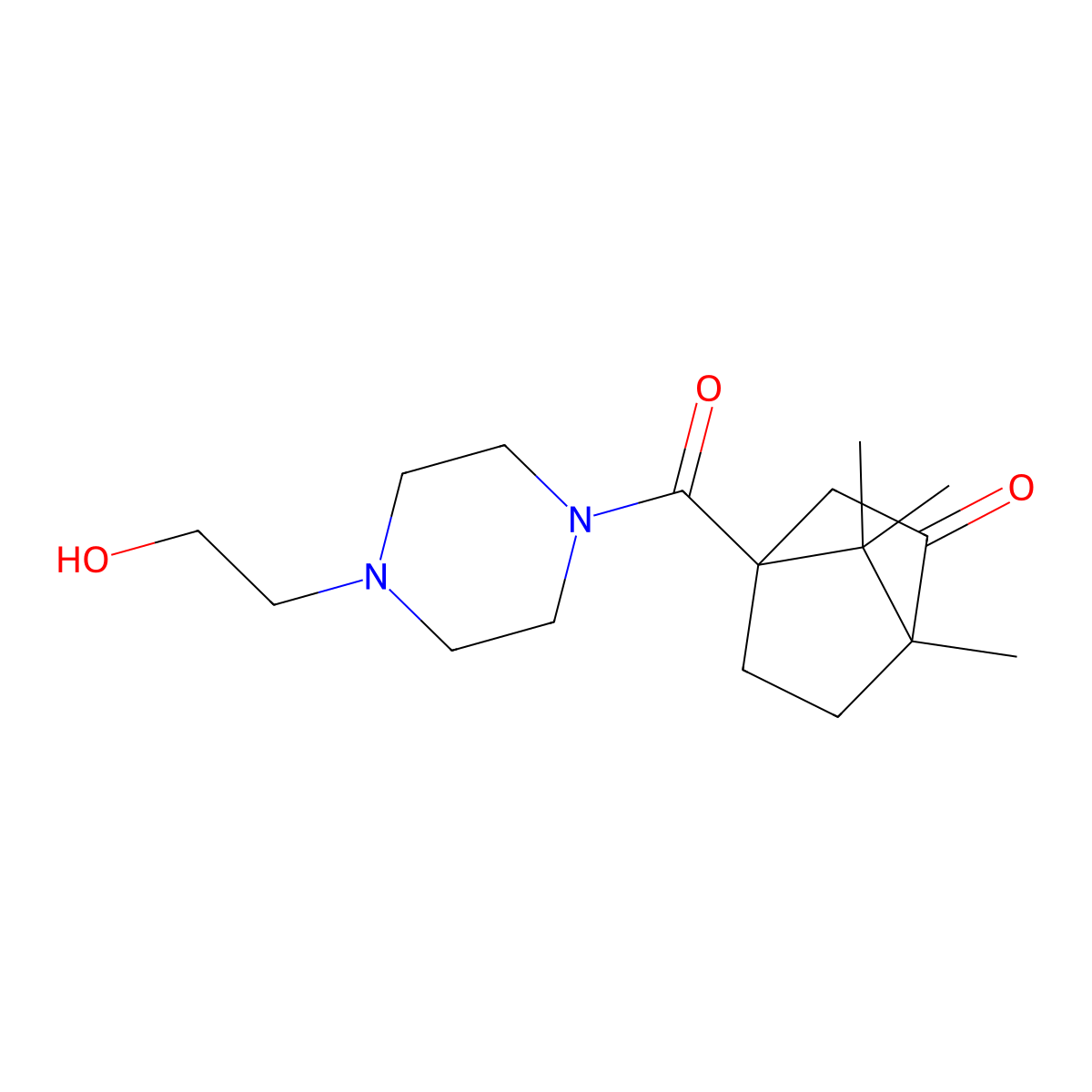 4-[4-(2-Hydroxyethyl)piperazine-1-carbonyl]-1,7,7-trimethylbicyclo[2.2.1]heptan-2-one molecular structure, CAS 433945-04-1