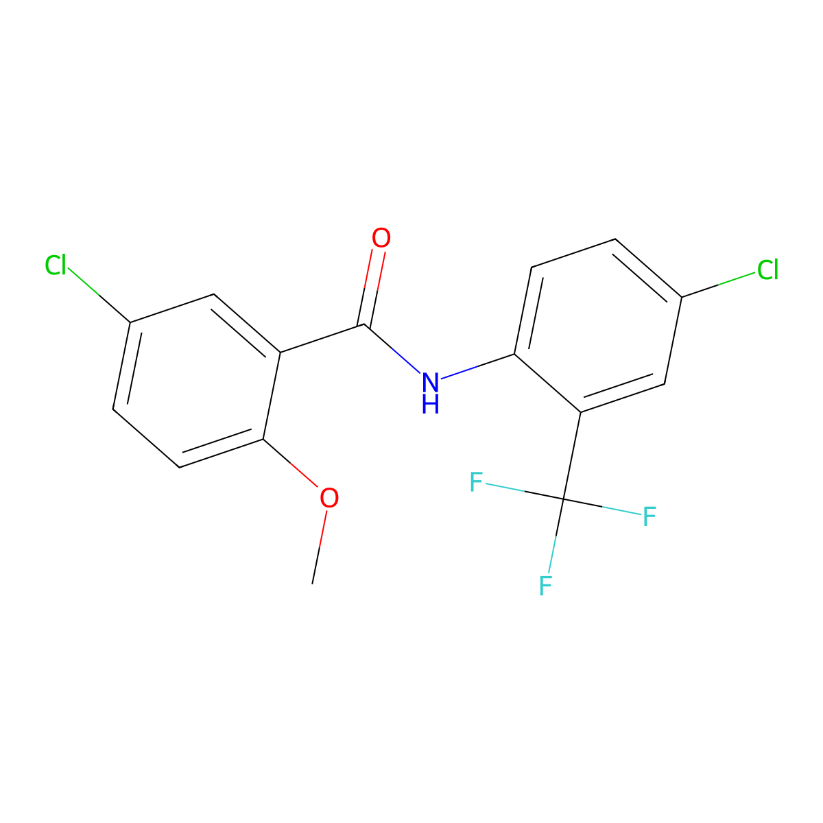 5-chloro-N-[4-chloro-2-(trifluoromethyl)phenyl]-2-methoxybenzamide molecular structure, CAS 433945-07-4