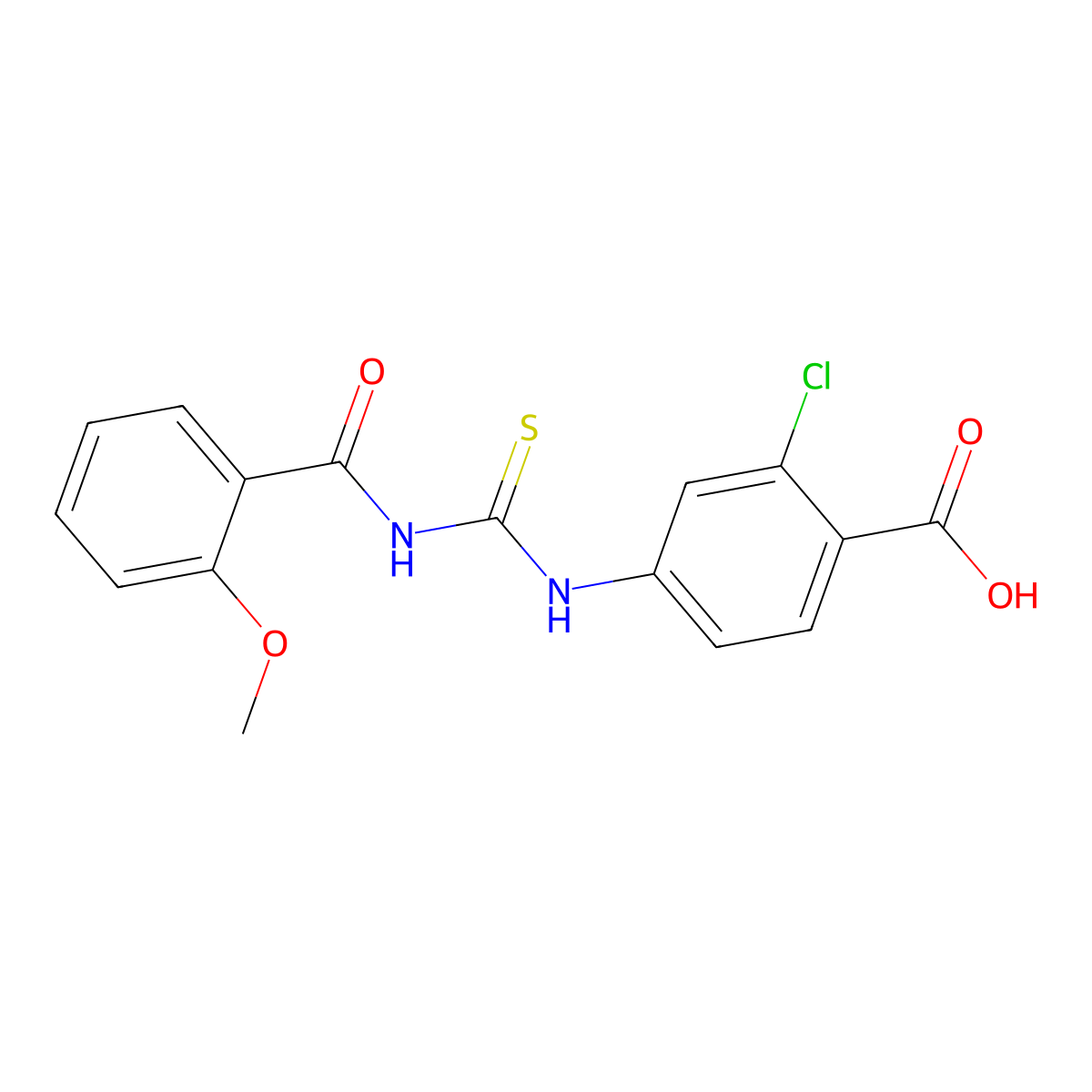 2-Chloro-4-(3-(2-methoxybenzoyl)thioureido)benzoic acid molecular structure, CAS 433945-25-6
