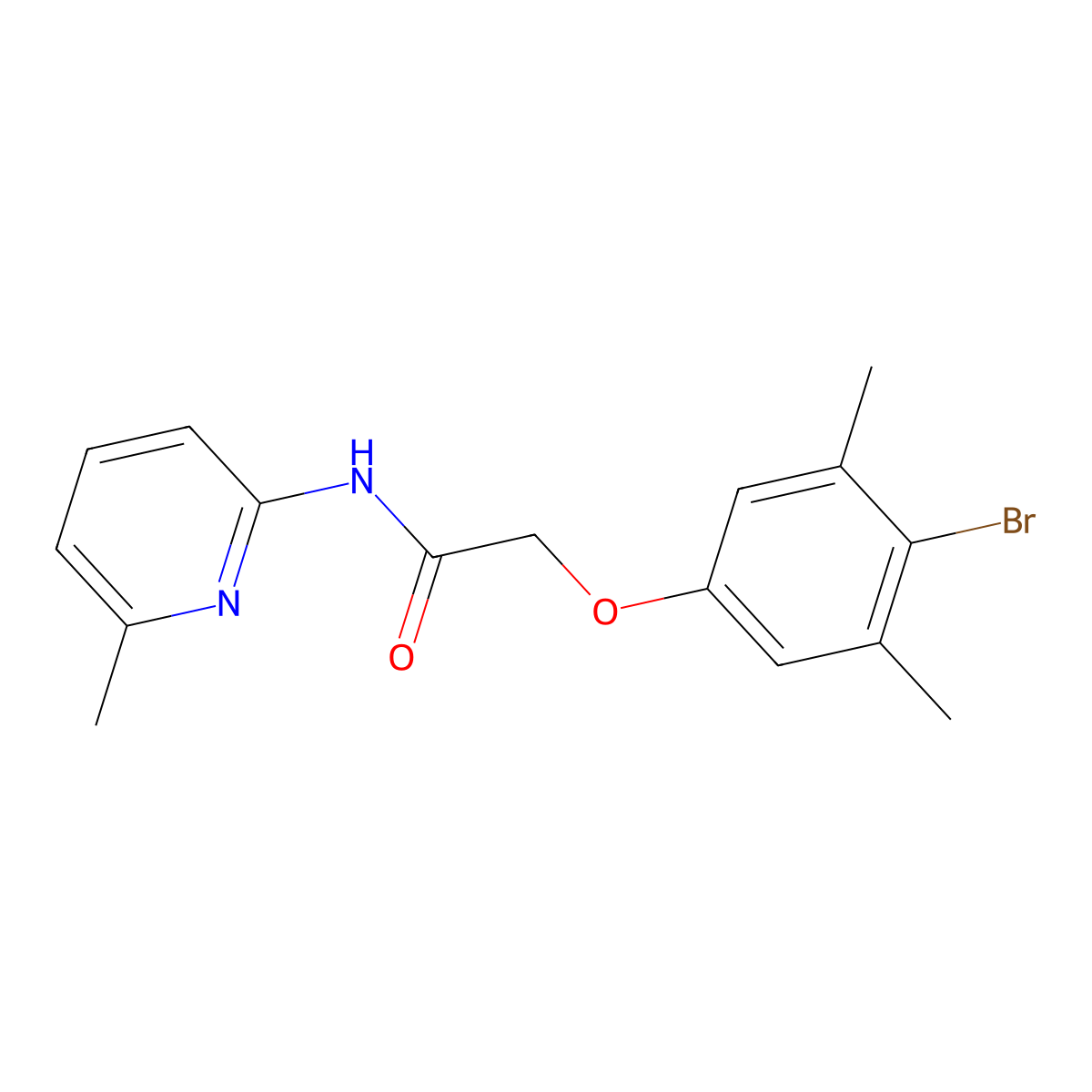 2-(4-bromo-3,5-dimethylphenoxy)-N-(6-methylpyridin-2-yl)acetamide molecular structure, CAS 433945-41-6