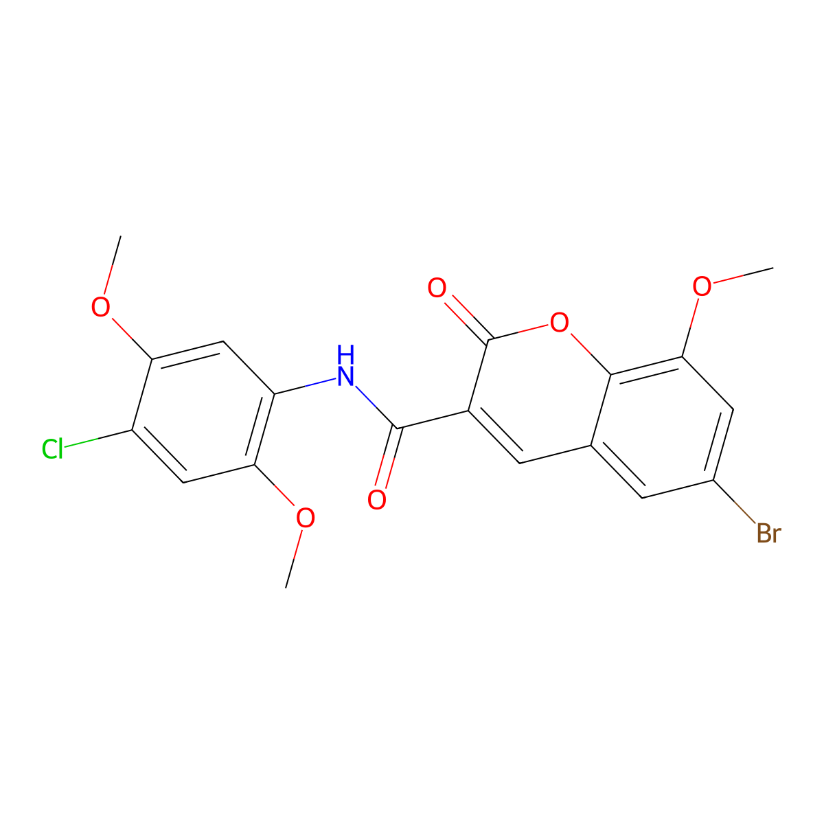 6-bromo-N-(4-chloro-2,5-dimethoxyphenyl)-8-methoxy-2-oxo-2H-chromene-3-carboxamide molecular structure, CAS 433945-44-9