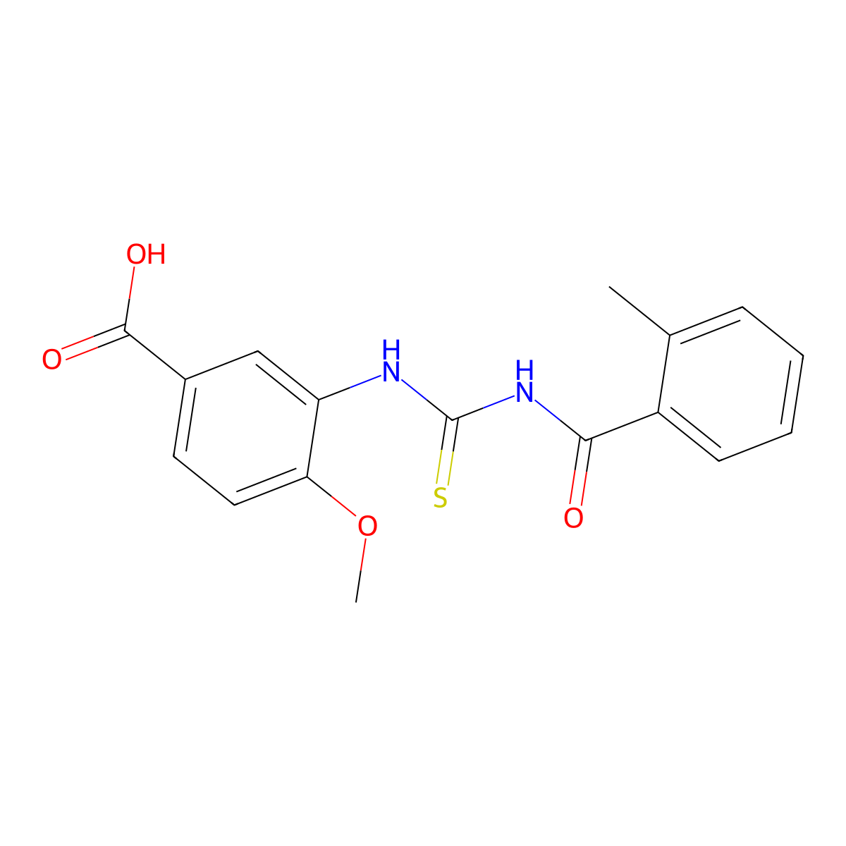 4-Methoxy-3-({[(2-methylphenyl)carbonyl]carbamothioyl}amino)benzoic acid molecular structure, CAS 433945-45-0