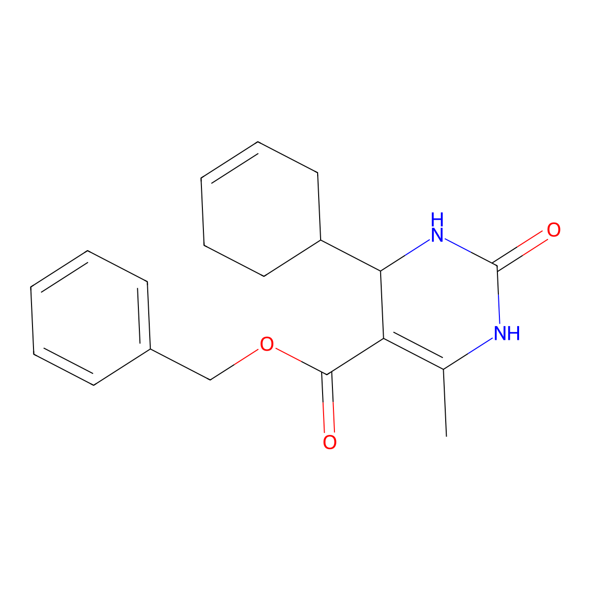Benzyl 4-(cyclohex-3-en-1-yl)-6-methyl-2-oxo-1,2,3,4-tetrahydropyrimidine-5-carboxylate molecular structure, CAS 433945-52-9