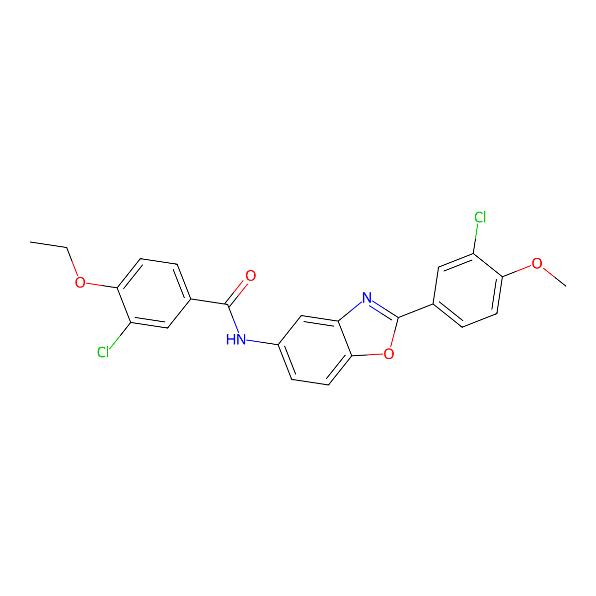 3-chloro-N-[2-(3-chloro-4-methoxyphenyl)-1,3-benzoxazol-5-yl]-4-ethoxybenzamide molecular structure, CAS 433945-57-4