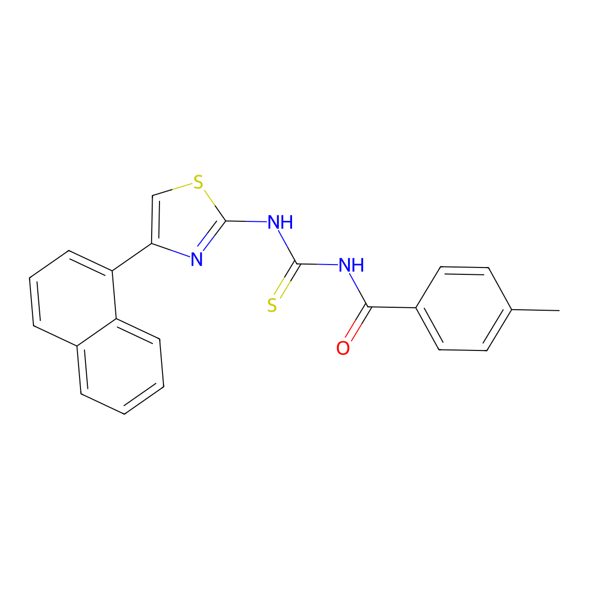 4-methyl-N-[(4-naphthalen-1-yl-1,3-thiazol-2-yl)carbamothioyl]benzamide molecular structure, CAS 433945-61-0