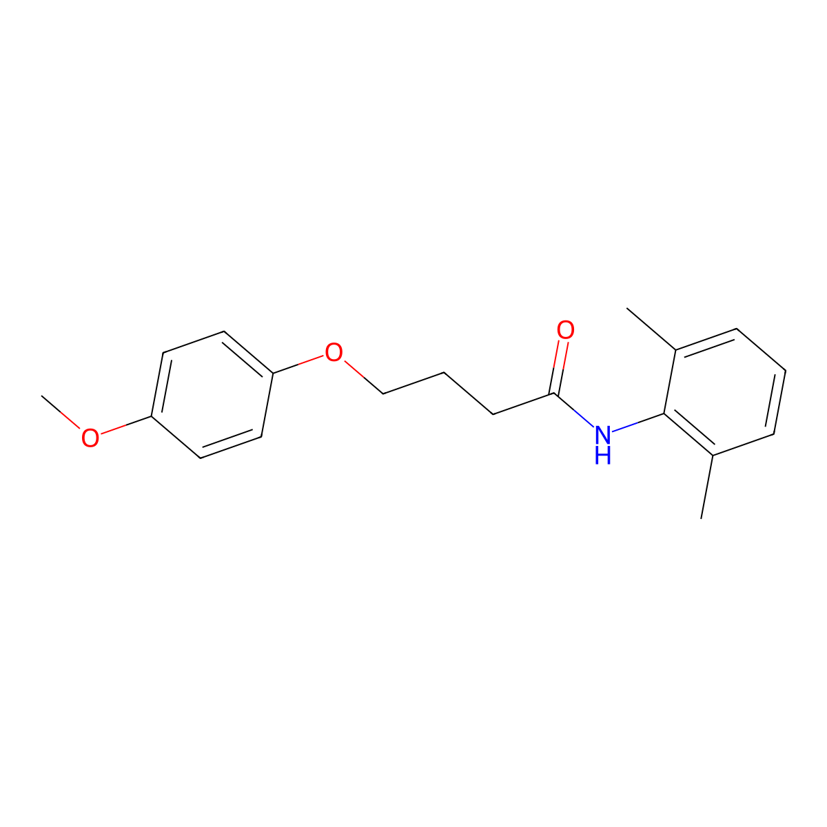 N-(2,6-dimethylphenyl)-4-(4-methoxyphenoxy)butanamide molecular structure, CAS 433945-71-2