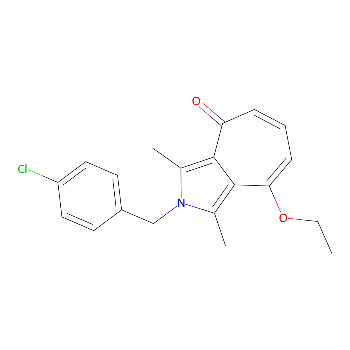 2-(4-chlorobenzyl)-8-ethoxy-1,3-dimethylcyclohepta[c]pyrrol-4(2H)-one molecular structure, CAS 433945-73-4