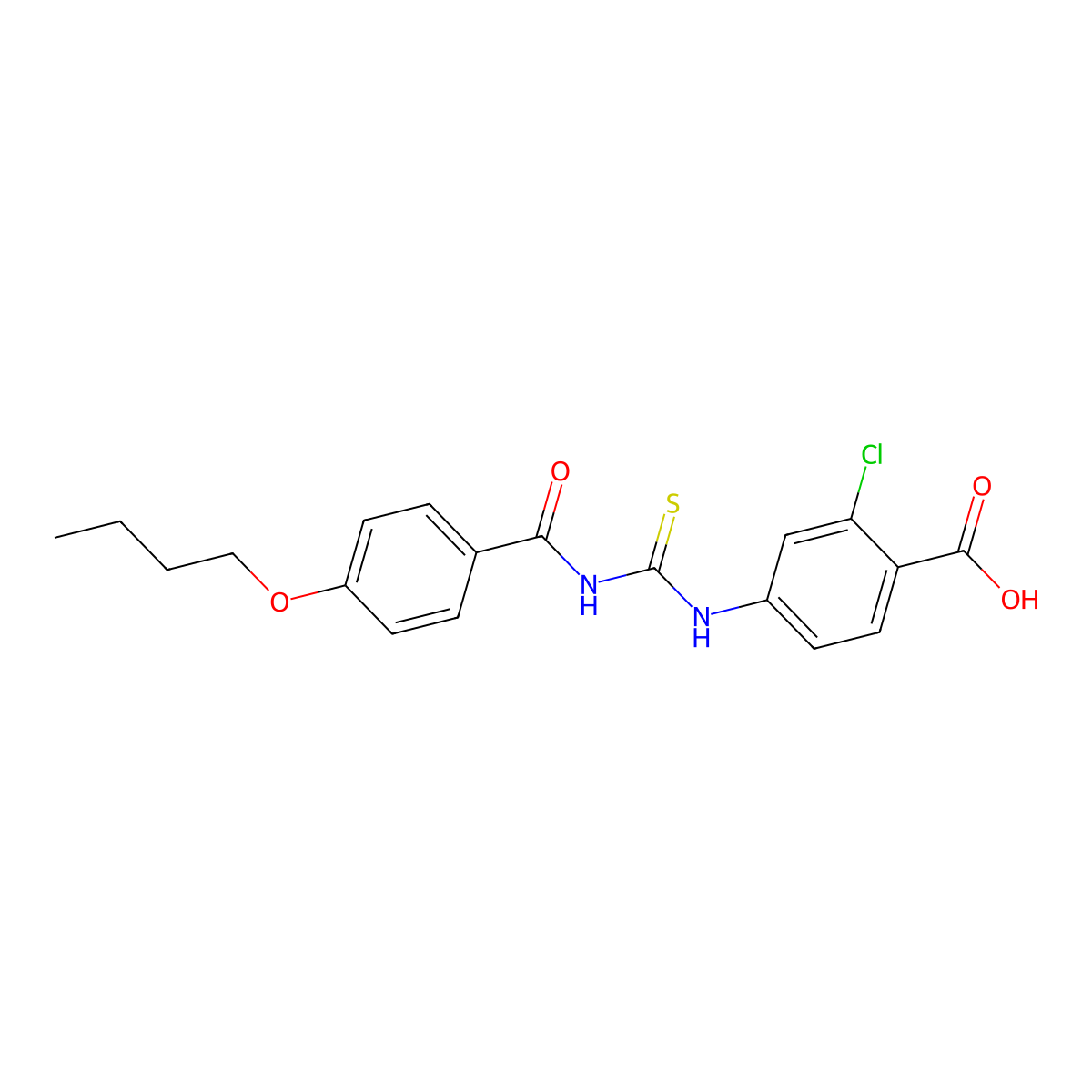 4-(3-(4-Butoxybenzoyl)thioureido)-2-chlorobenzoic acid molecular structure, CAS 433945-74-5