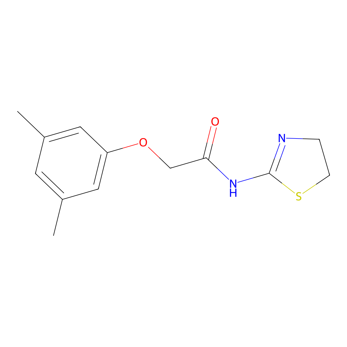 N-(4,5-dihydro-1,3-thiazol-2-yl)-2-(3,5-dimethylphenoxy)acetamide molecular structure, CAS 433945-98-3