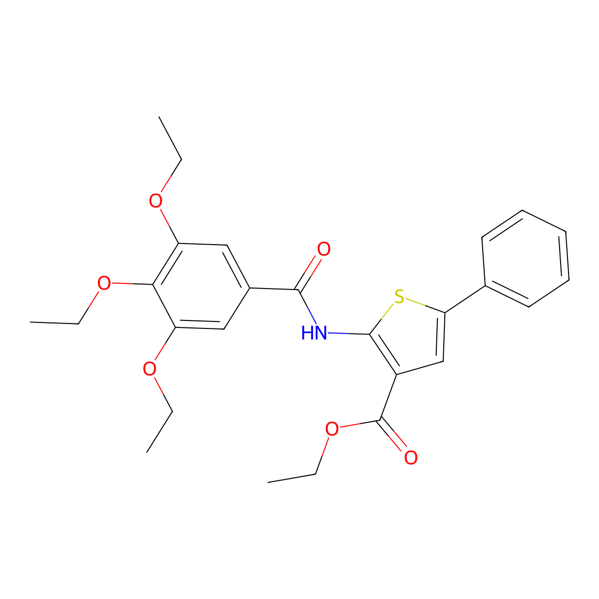 Ethyl 5-phenyl-2-{[(3,4,5-triethoxyphenyl)carbonyl]amino}thiophene-3-carboxylate molecular structure, CAS 433946-02-2