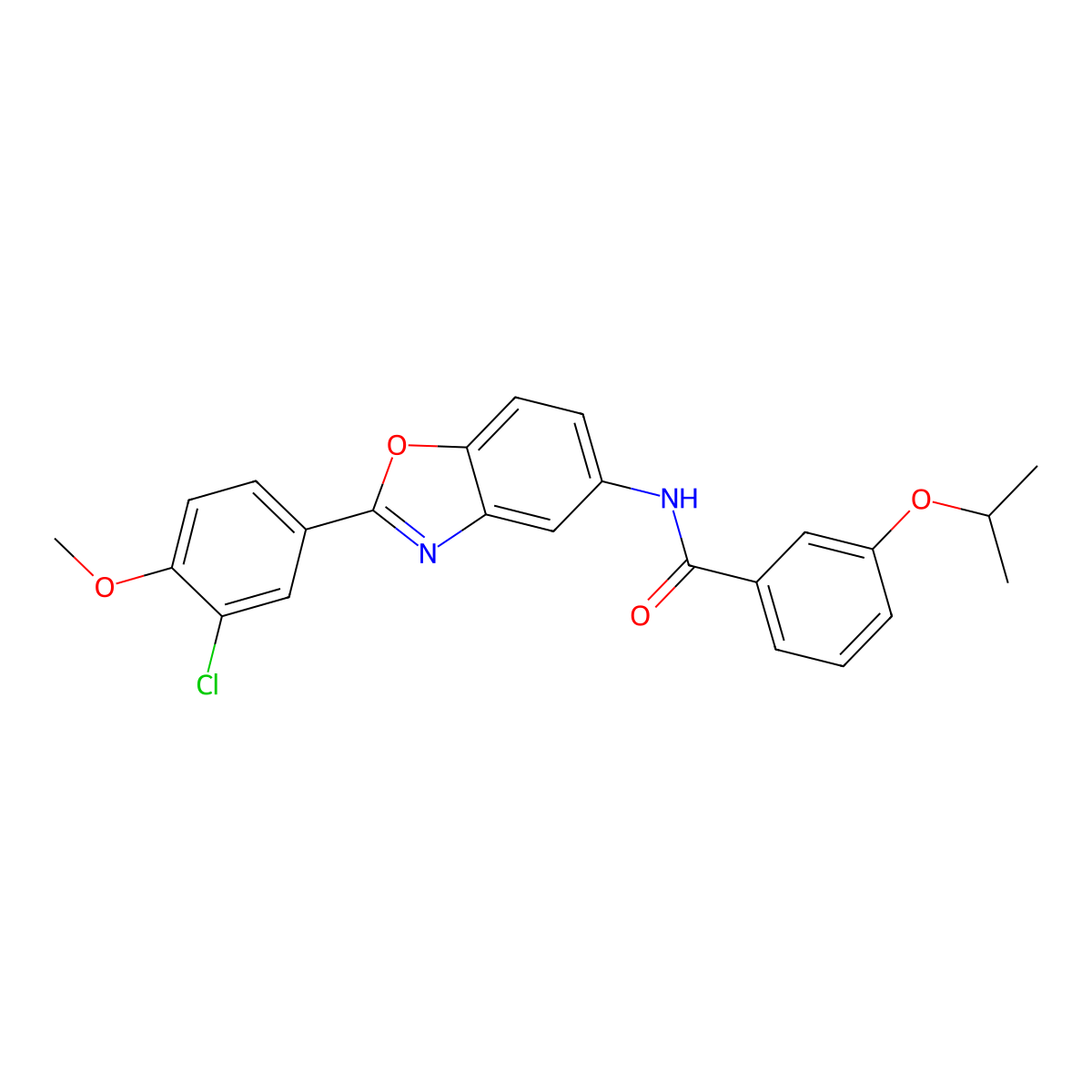 N-[2-(3-chloro-4-methoxyphenyl)-1,3-benzoxazol-5-yl]-3-propan-2-yloxybenzamide molecular structure, CAS 433946-11-3