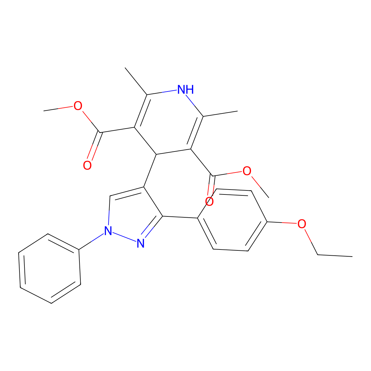 Dimethyl 4-[3-(4-ethoxyphenyl)-1-phenyl-1H-pyrazol-4-YL]-2,6-dimethyl-1,4-dihydro-3,5-pyridinedicarboxylate molecular structure, CAS 433946-21-5