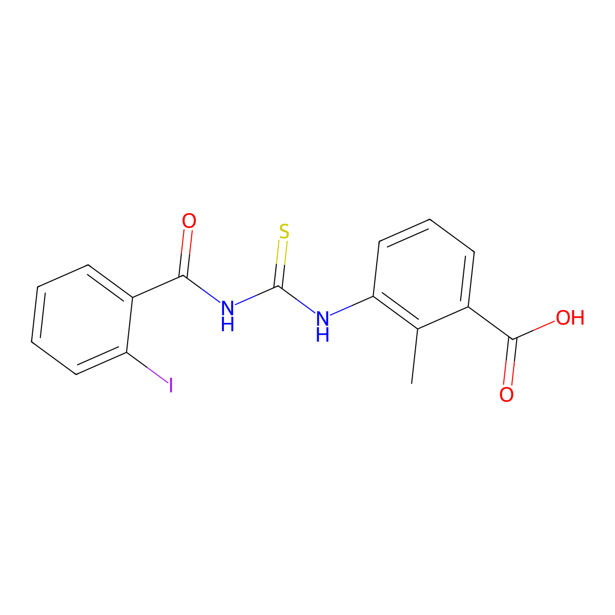 3-({[(2-Iodophenyl)carbonyl]carbamothioyl}amino)-2-methylbenzoic acid molecular structure, CAS 433946-31-7