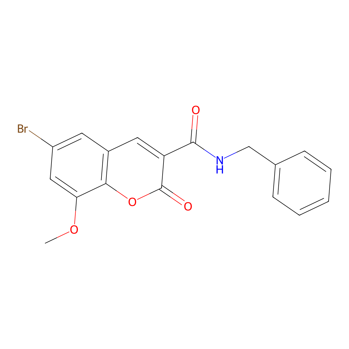 N-benzyl-6-bromo-8-methoxy-2-oxo-2H-chromene-3-carboxamide molecular structure, CAS 433946-44-2