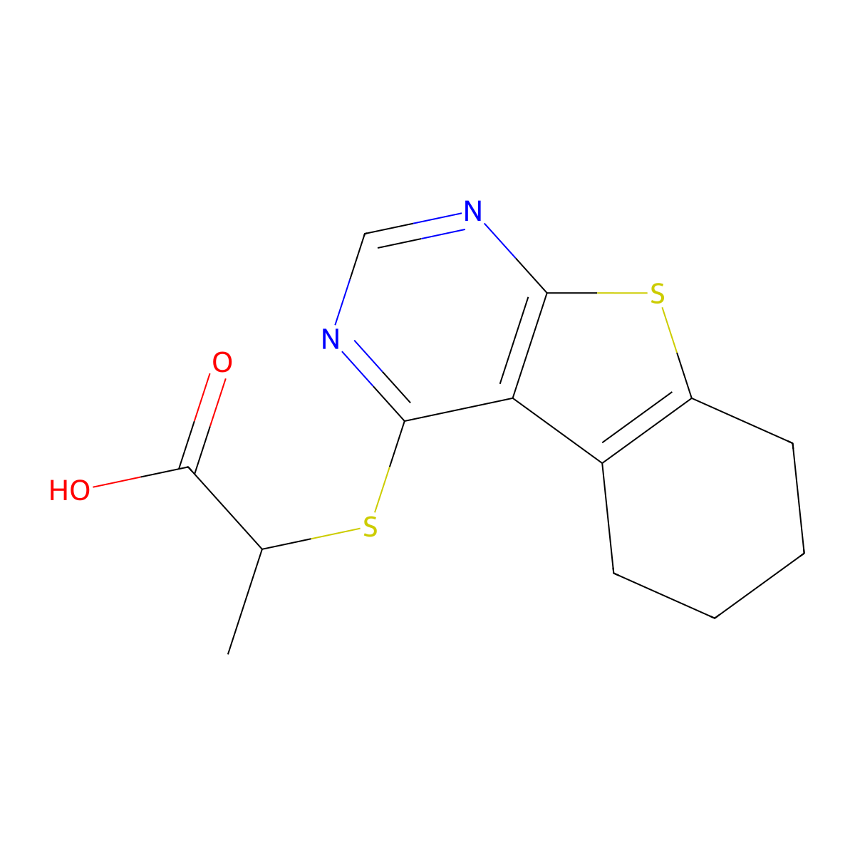 2-(5,6,7,8-Tetrahydro[1]benzothieno[2,3-d]pyrimidin-4-ylsulfanyl)propanoic acid molecular structure, CAS 433946-68-0