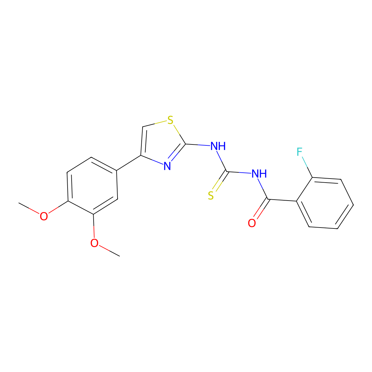 N-[[4-(3,4-dimethoxyphenyl)-1,3-thiazol-2-yl]carbamothioyl]-2-fluorobenzamide molecular structure, CAS 433946-72-6