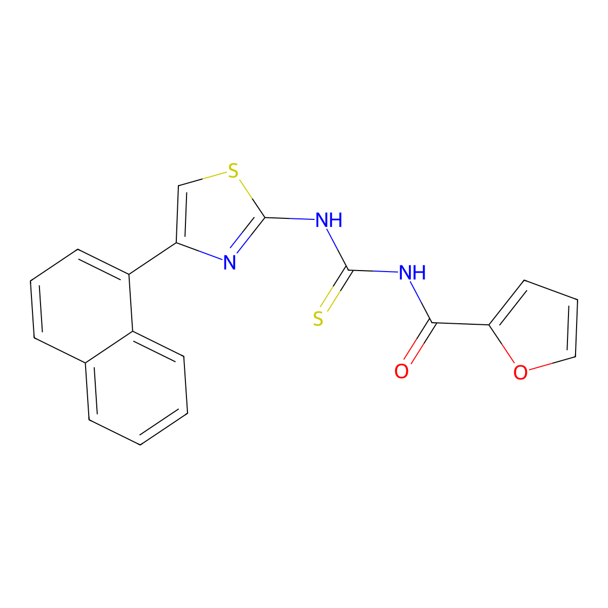 N-[(4-naphthalen-1-yl-1,3-thiazol-2-yl)carbamothioyl]furan-2-carboxamide molecular structure, CAS 433946-77-1