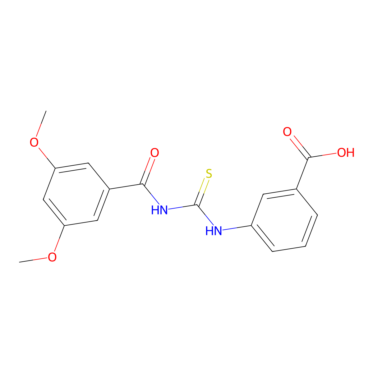 3-({[(3,5-Dimethoxyphenyl)carbonyl]carbamothioyl}amino)benzoic acid molecular structure, CAS 433946-85-1