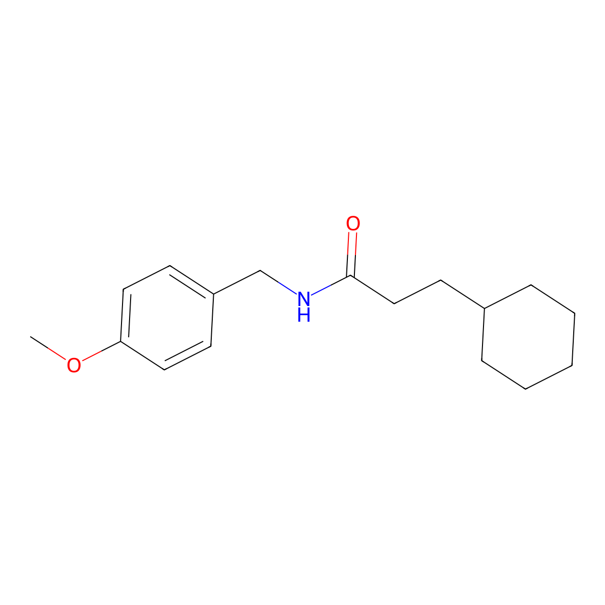 3-cyclohexyl-N-[(4-methoxyphenyl)methyl]propanamide molecular structure, CAS 433946-86-2