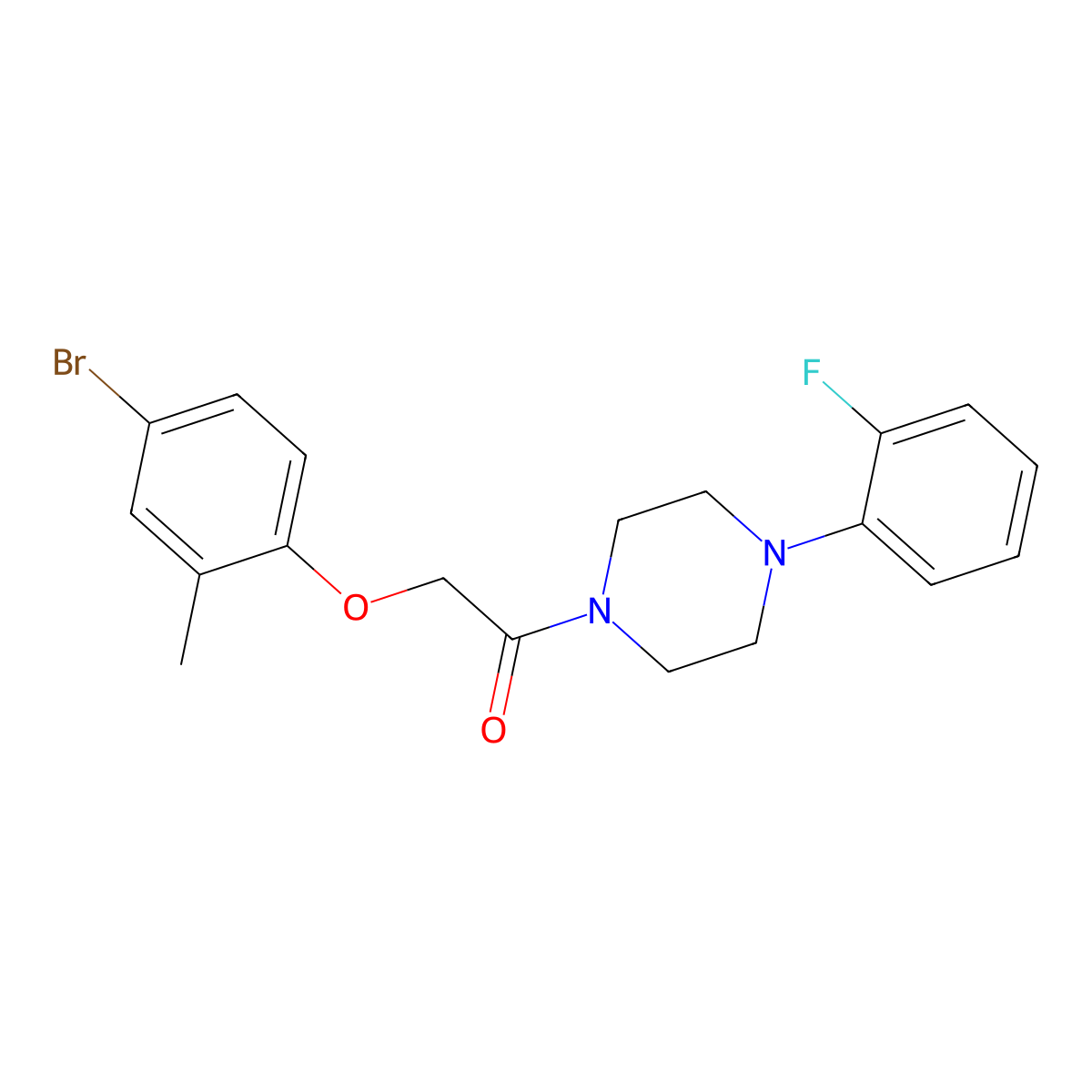 2-(4-Bromo-2-methylphenoxy)-1-[4-(2-fluorophenyl)piperazin-1-yl]ethanone molecular structure, CAS 433946-88-4