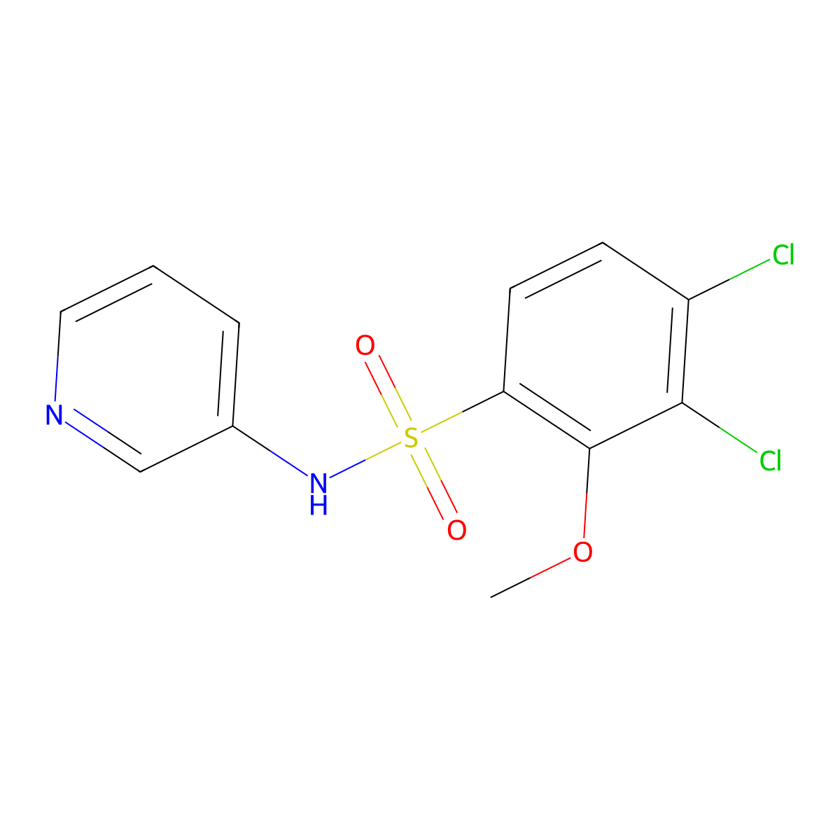 3,4-dichloro-2-methoxy-N-pyridin-3-ylbenzenesulfonamide molecular structure, CAS 433946-95-3