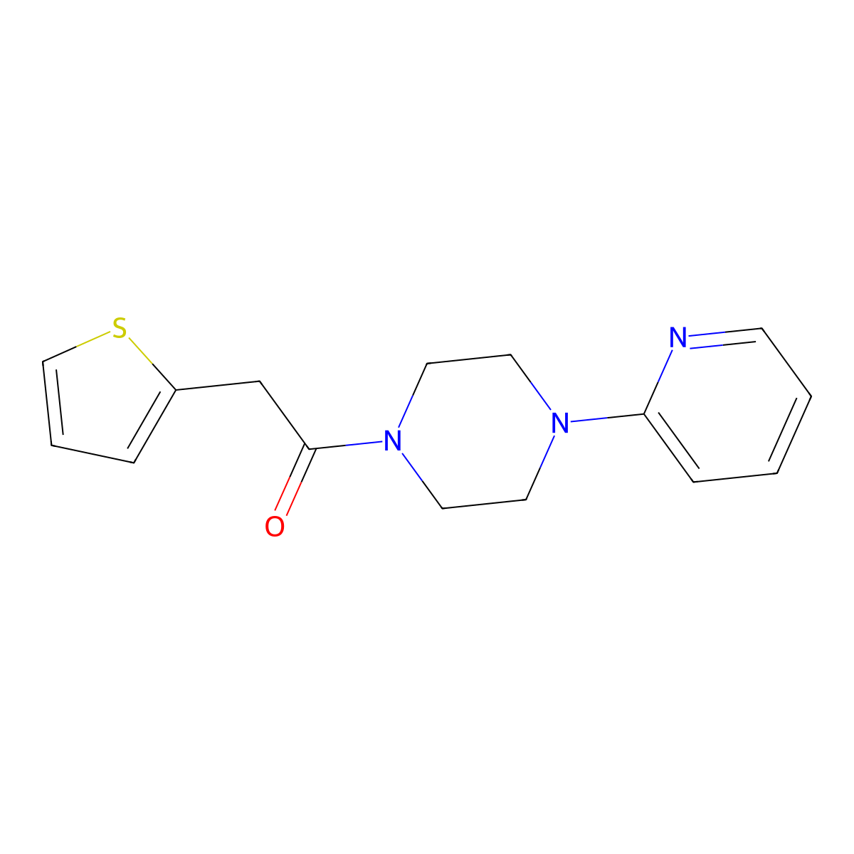 1-(4-(2-Pyridyl)piperazinyl)-2-(2-thienyl)ethan-1-one molecular structure, CAS 433946-96-4