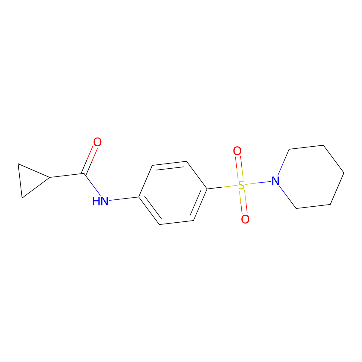 N-(4-piperidin-1-ylsulfonylphenyl)cyclopropanecarboxamide molecular structure, CAS 433946-97-5