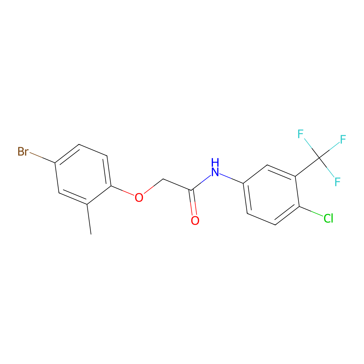 2-(4-bromo-2-methylphenoxy)-N-[4-chloro-3-(trifluoromethyl)phenyl]acetamide molecular structure, CAS 433946-98-6