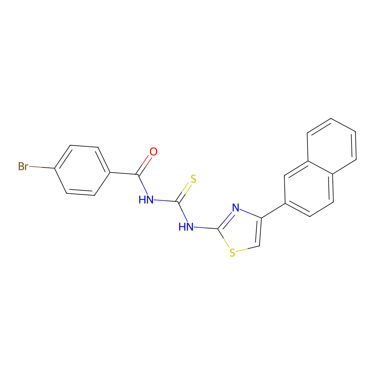 4-bromo-N-[(4-naphthalen-2-yl-1,3-thiazol-2-yl)carbamothioyl]benzamide molecular structure, CAS 433947-17-2